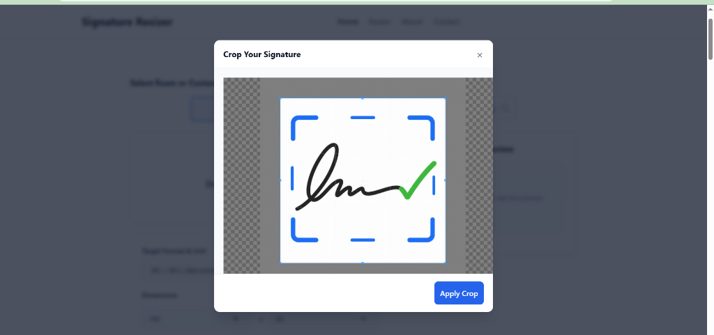 Crop signature online to remove extra background before resizing